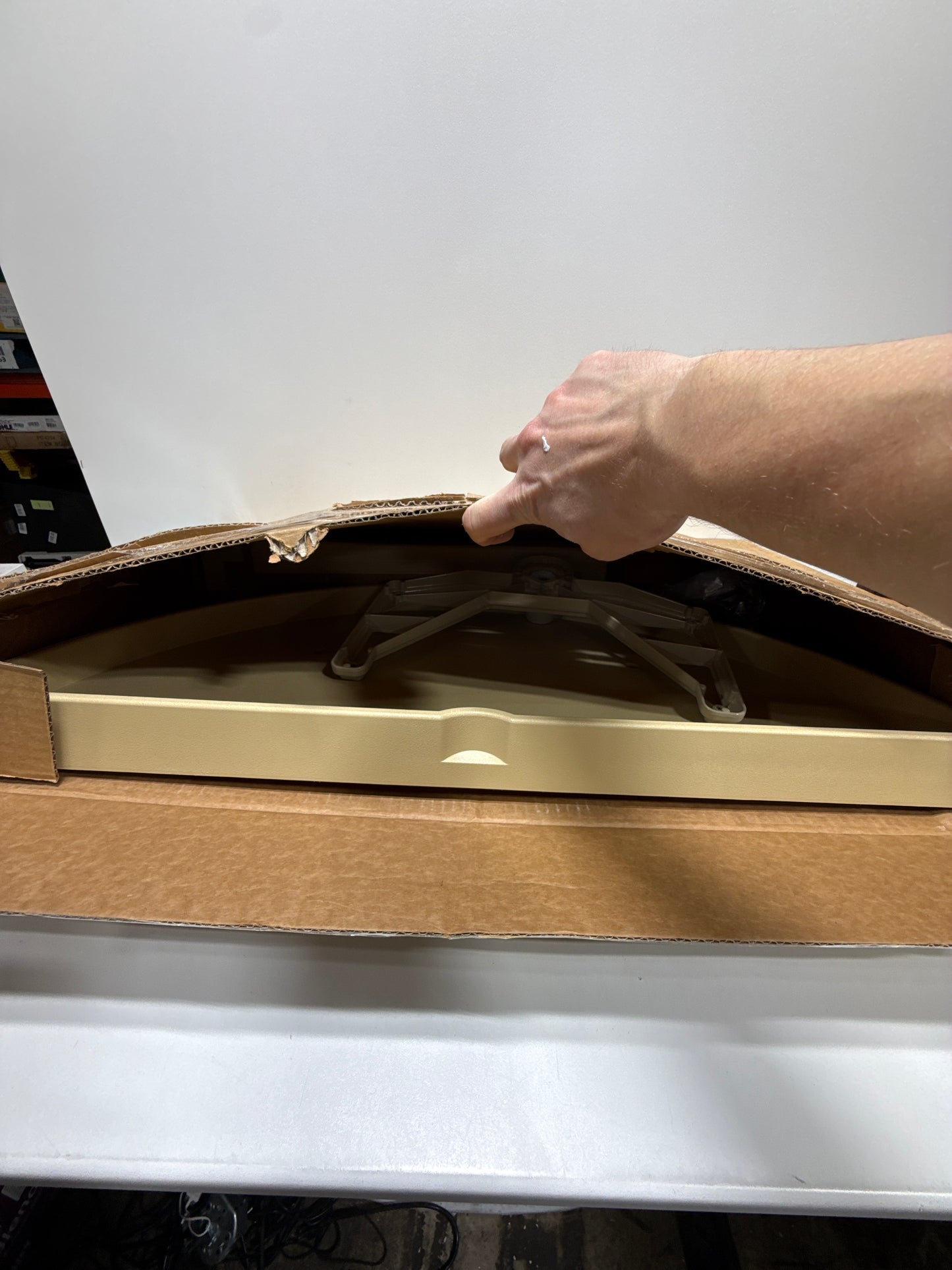 Rev-A-Shelf 33" Almond Polymer Single-Tier Half-Moon Optimizer w/Pivot and Slide Hardware for 16-1/8" Blind Corner Cabinet Openings