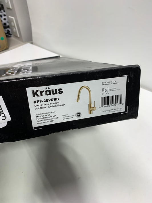 Oletto Single-Handle Pull-Down Kitchen Faucet with Dual-Function Sprayer in Brushed Brass