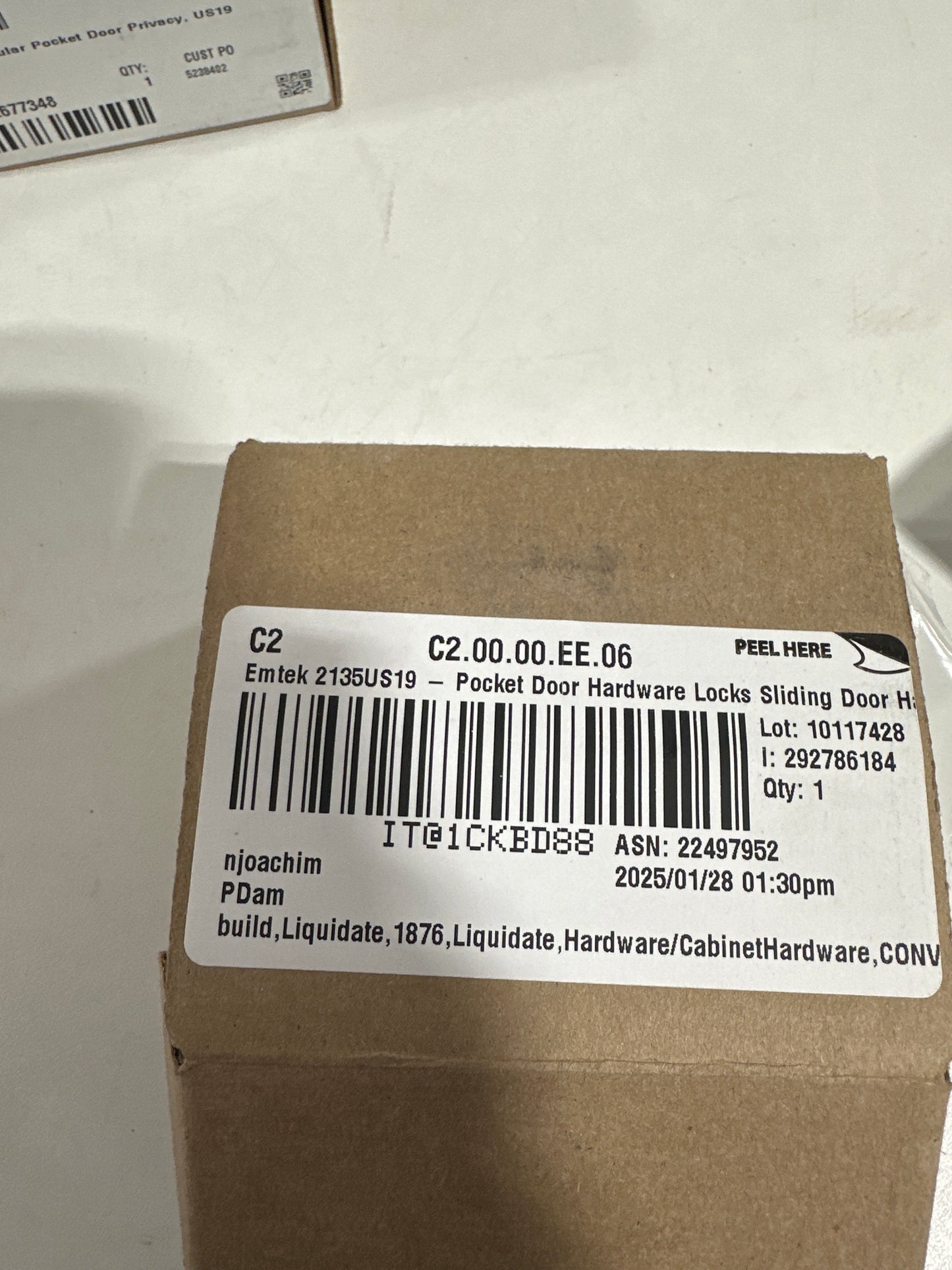 Emtek Tubular Pocket Door (Square Privacy, Flat Black (US19))