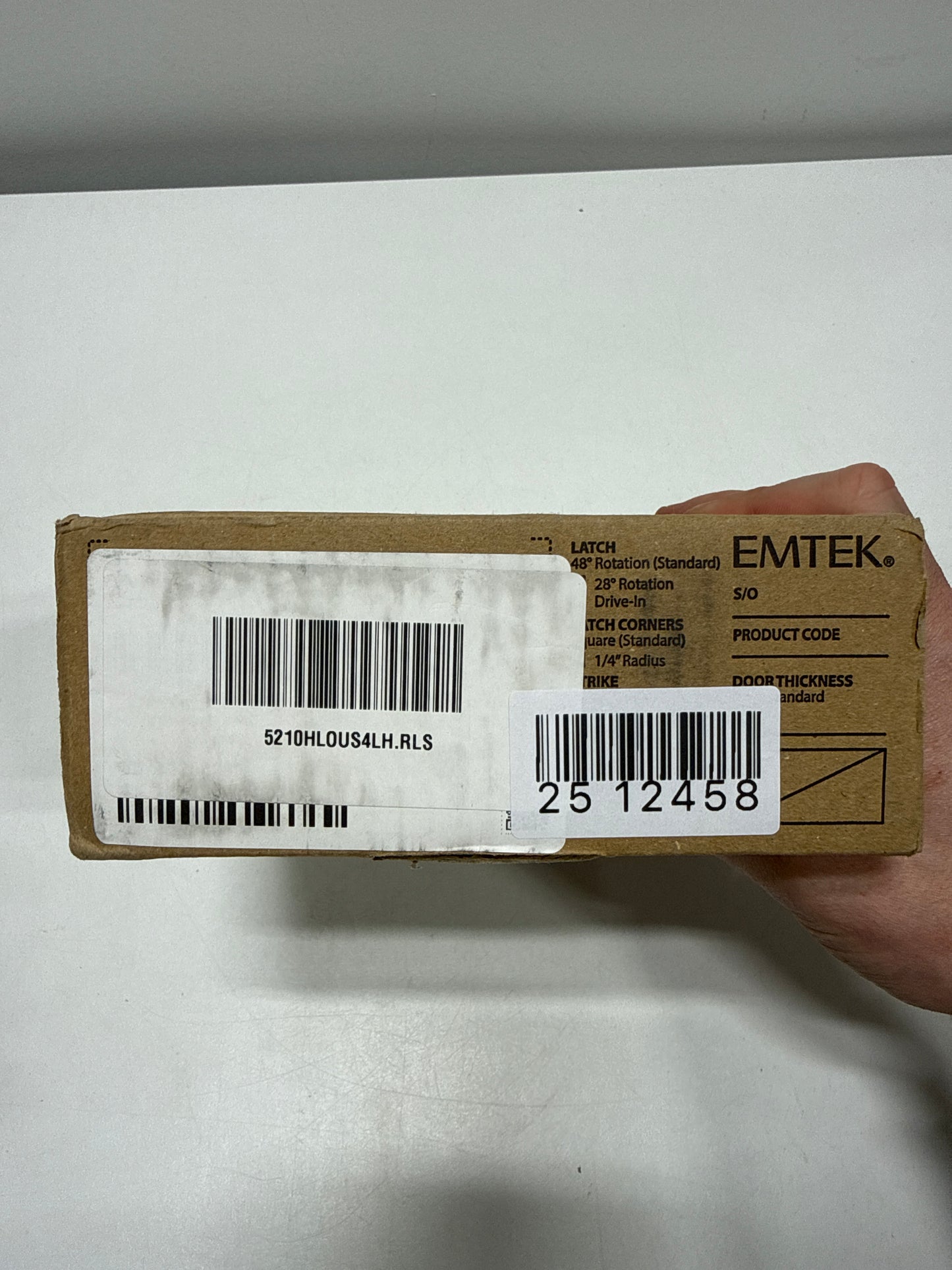 Emtek 5210HLOUS4LH.RLS Helios Left Hand Privacy Lever 2-3/8’’ Backset Satin Brass Square Rose - *Tools Hardware & Misc