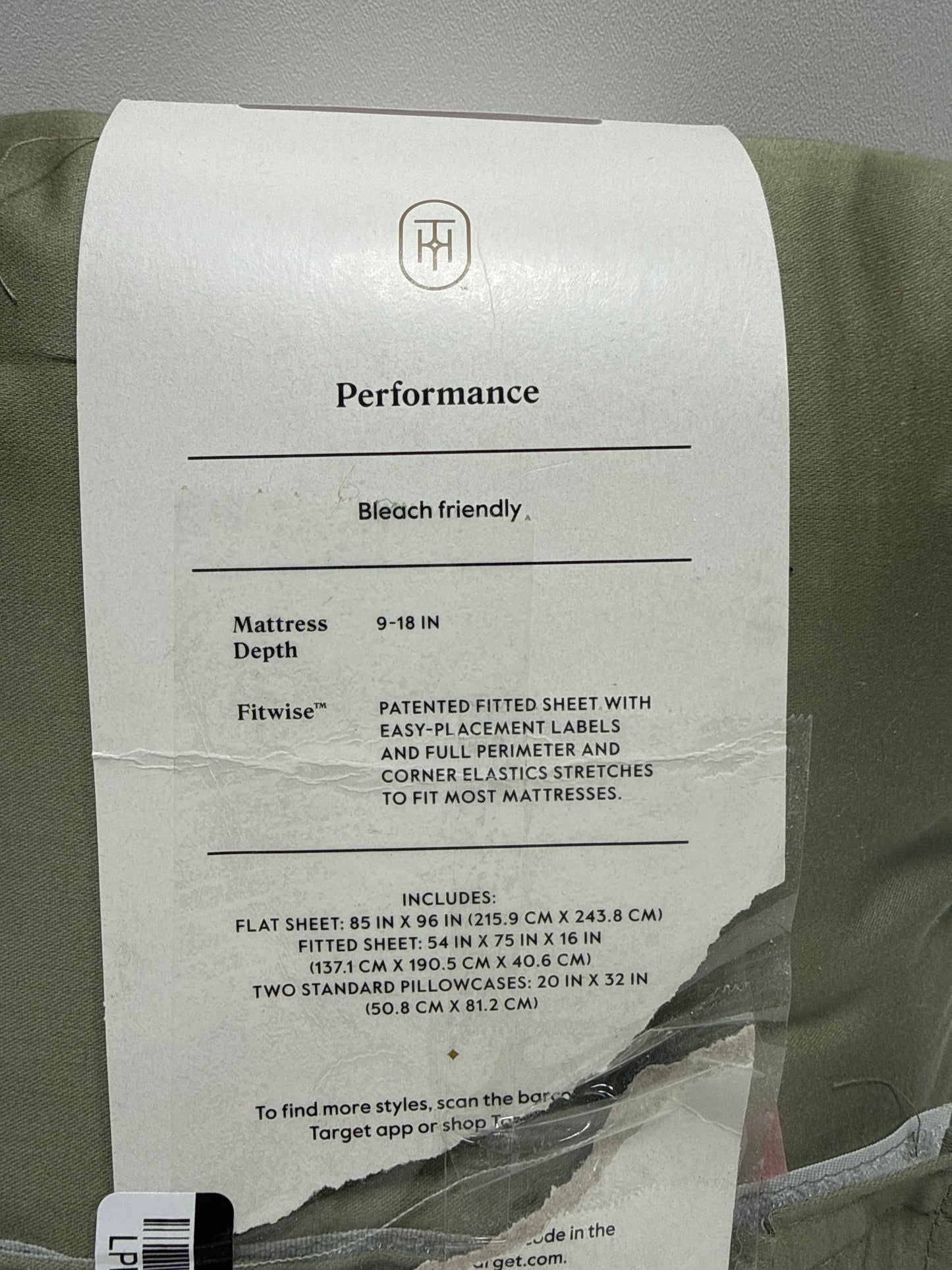 Full Solid Performance 400 Thread Count Sheet Set Green - Threshold™: Cotton Sateen, Wrinkle-Resistant, OEKO-TEX Certified