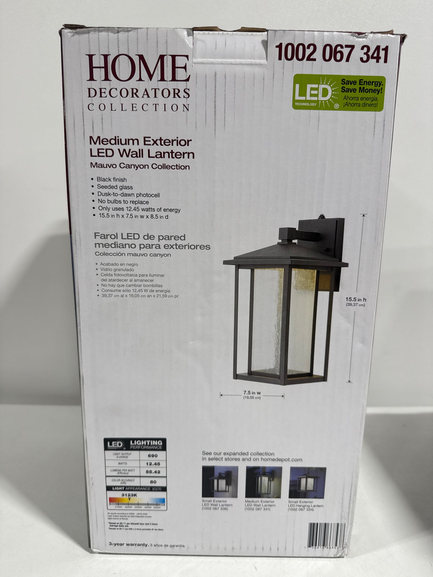 Mauvo Canyon 15.5 in. Black Dusk to Dawn LED Outdoor Wall Light Fixture Porch Sconce with Seeded Glass