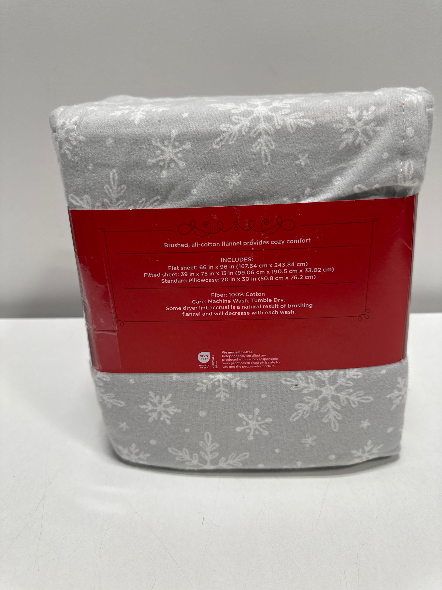 Twin/Twin Extra Long Christmas Flannel Sheet Set Gray Snowflake - Wondershop™ - *Bedding
