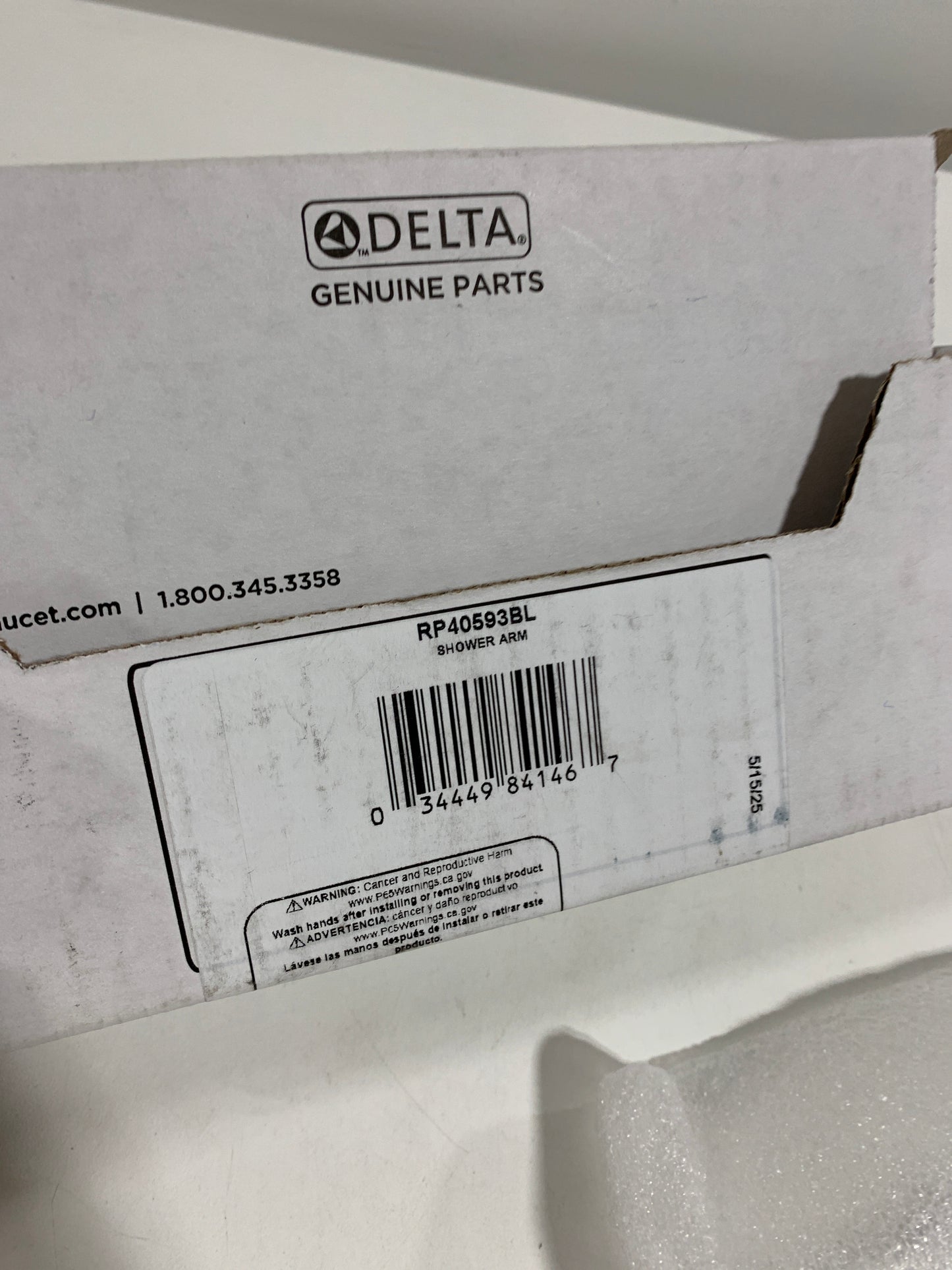 Delta RP40593 7" Wall Mounted Shower Arm Matte Black