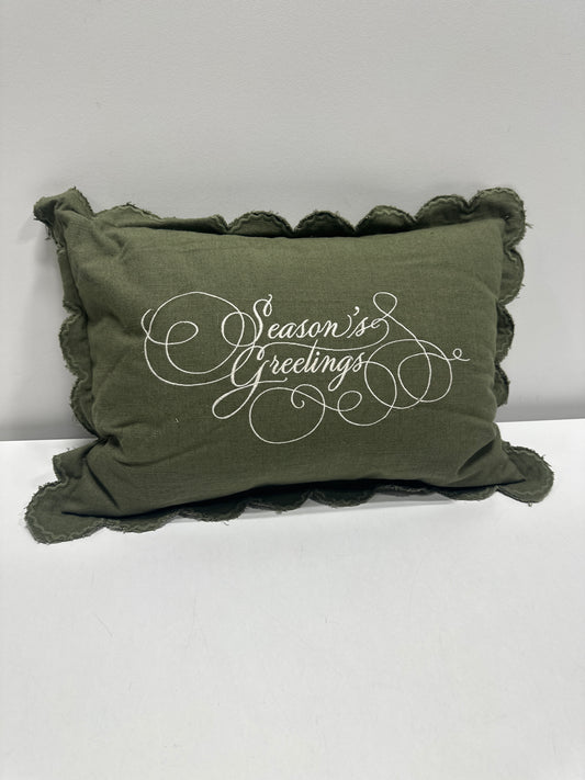 14"x20" Embroidered Season's Greetings Pillow Green - Thresholdโข Designed with Studio McGee