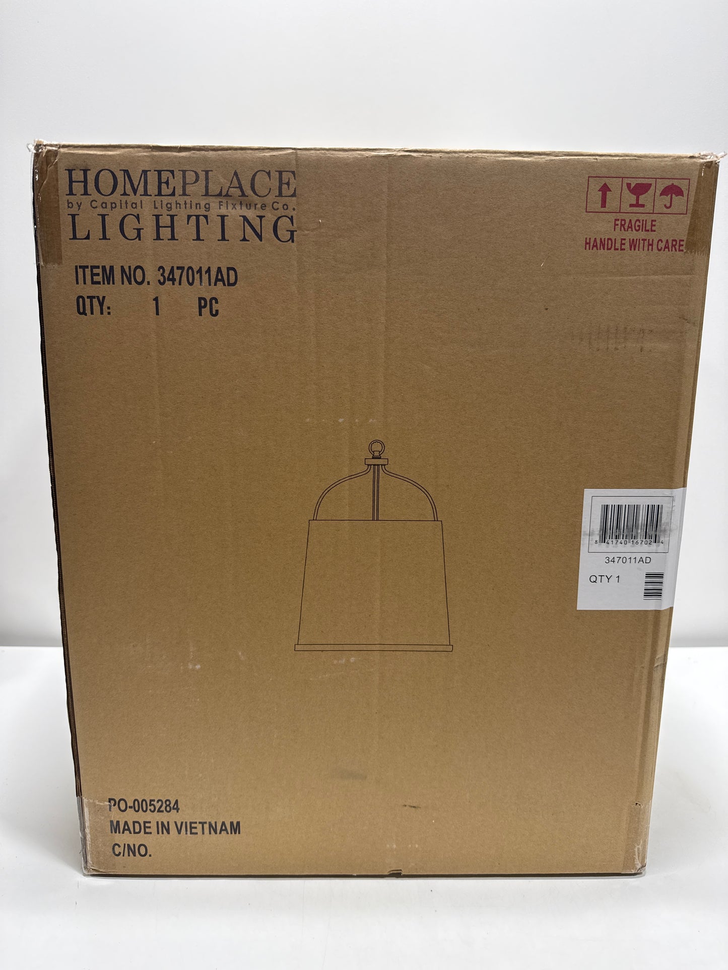 HomePlace Lighting 347011AD Madison Transitional Clear Seeded Glass Pendant Light Fixture, 1-Light 100 Watt, 19" H x 14" W, Brass