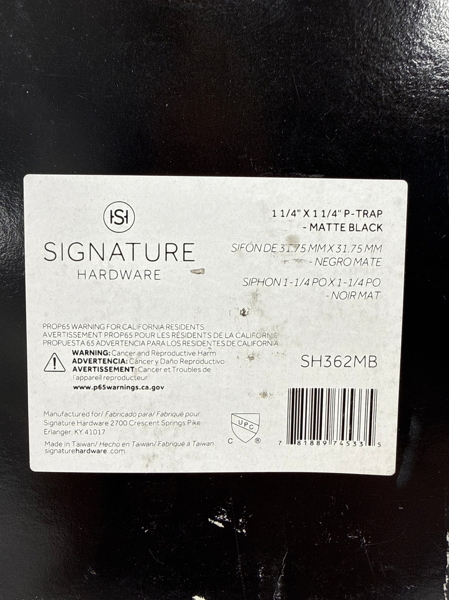 Signature Hardware 926610 1-1/4" P-Trap with High Box Flange Matte Black