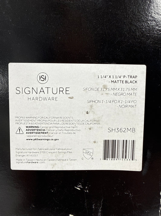 Signature Hardware 926610 1-1/4" P-Trap with High Box Flange Matte Black