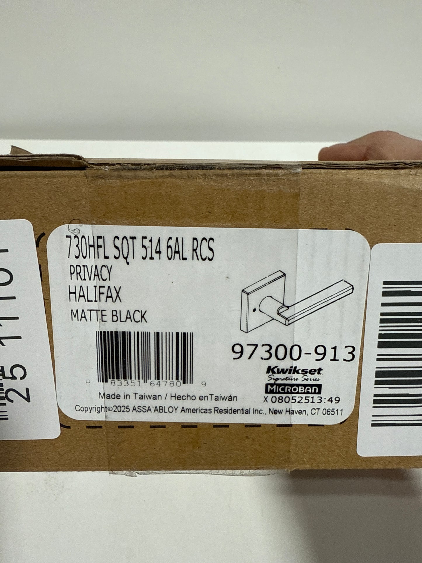 Kwikset Halifax Interior Privacy Door Handle with Lock, Door Lever For Bathroom and Bedroom, Matte Black Reversible Keyless Push Button Lock Door Lever, with Microban Protection, Square Rose