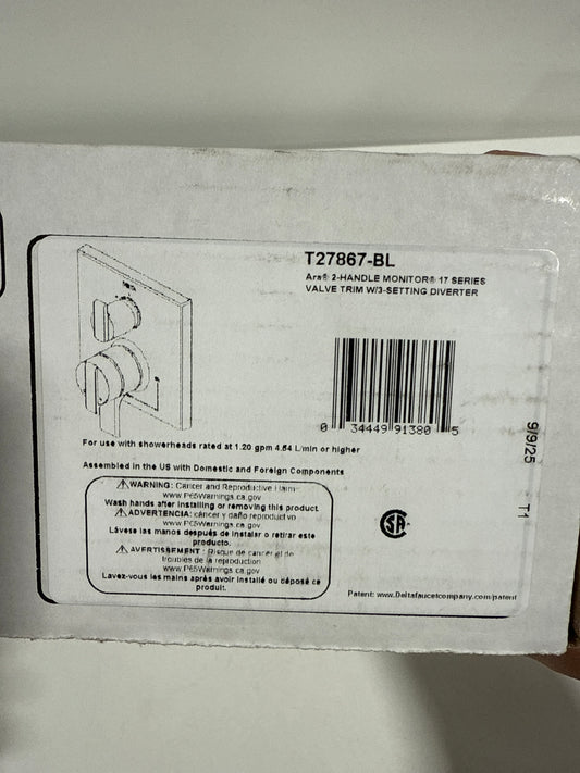 Delta Ara:T27867 Angular Modern Monitor 17 Series Valve Trim with 3-Setting Integrated Diverter