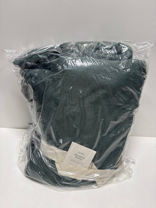 Full/Queen Microplush Bed Blanket Pine - Threshold™: Solid Green, Midweight, Modern Decor, Double-Turned Hems