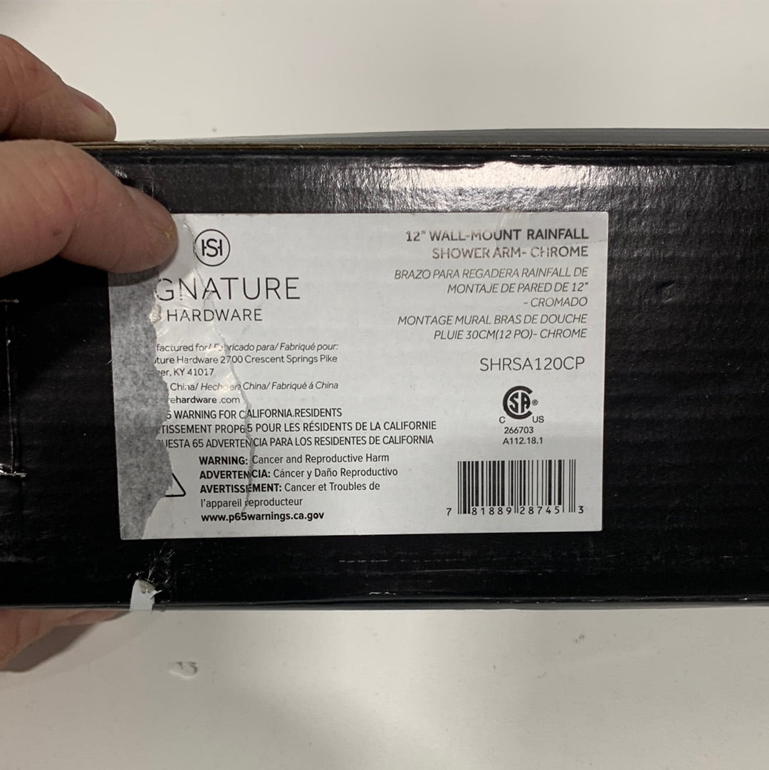 Signature Hardware 12" Rain Shower Arm and Flange