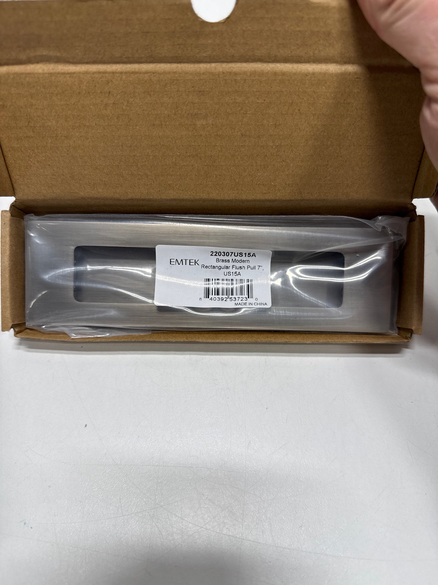 Emtek 220307 Modern Rectangular 7 Inch Tall Rectangular Flush Door Pull Pewter