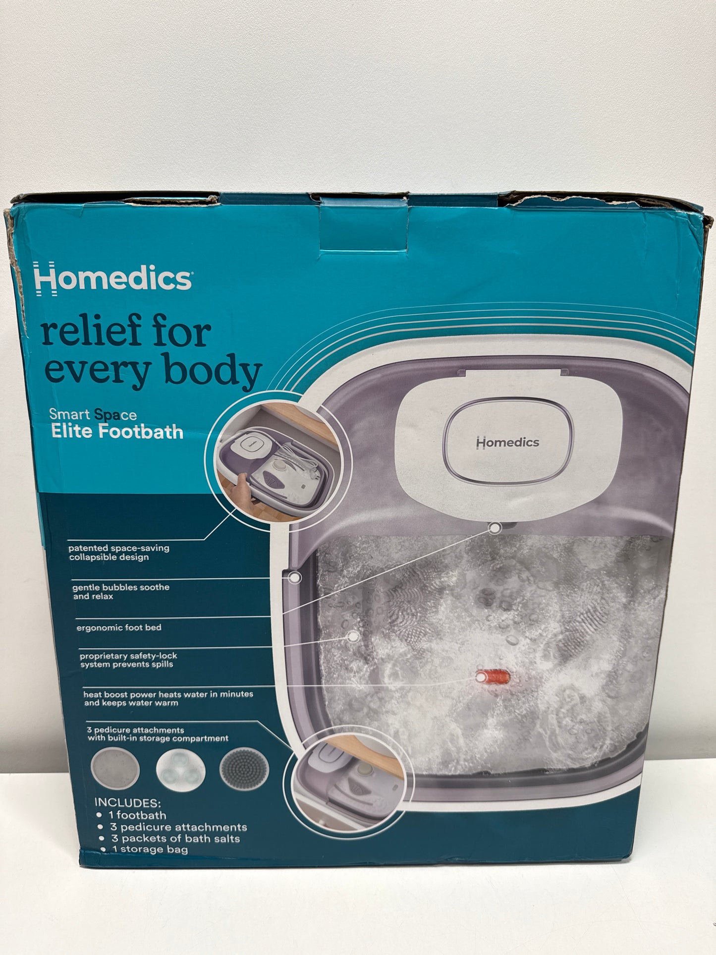 HoMedics Easy Store Luxe Footbath with Heat Boost - Lavender