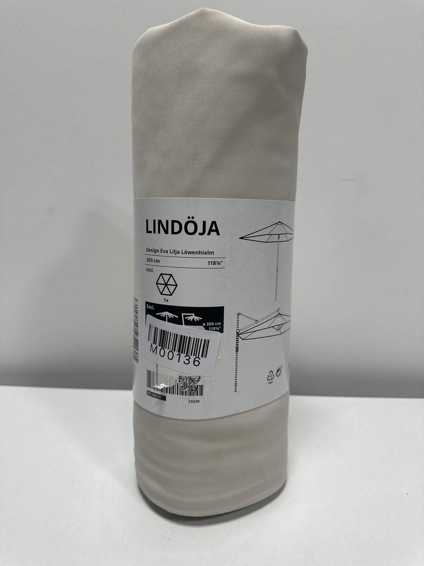 IKEA LINDOJA Umbrella Canopy, 118-18" Light Grey-Beige 305.320.21
