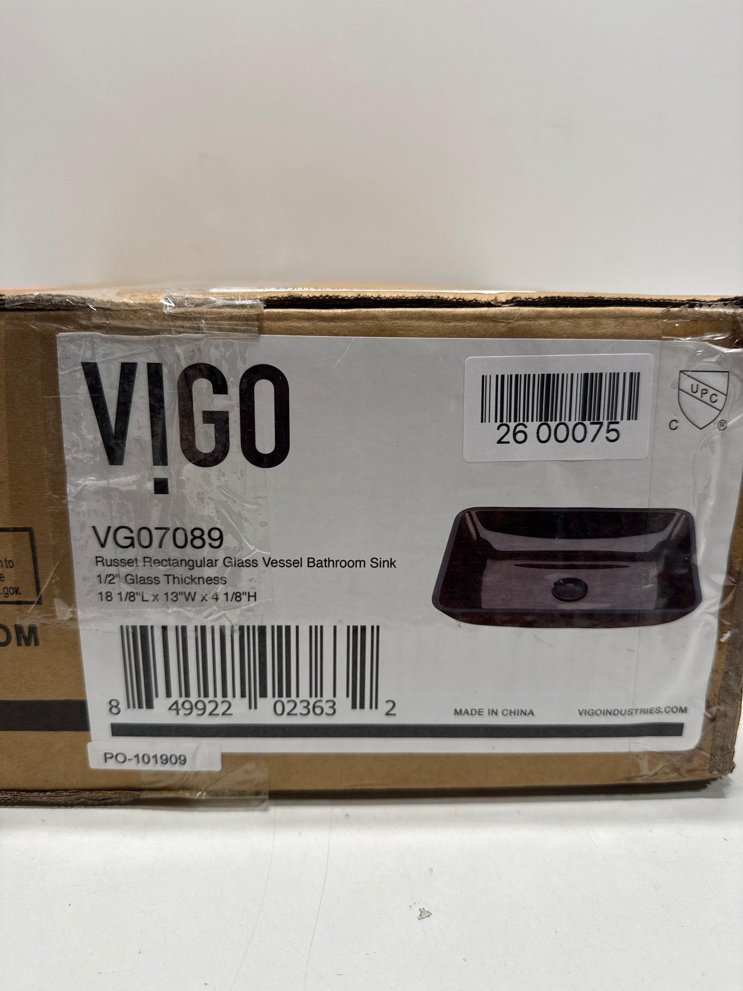 VIGO Donatello 18"L x 13"W x 4"H Over the Counter Glass Rectangular Vessel Bathroom Sink in Reddish Brown -VG07089