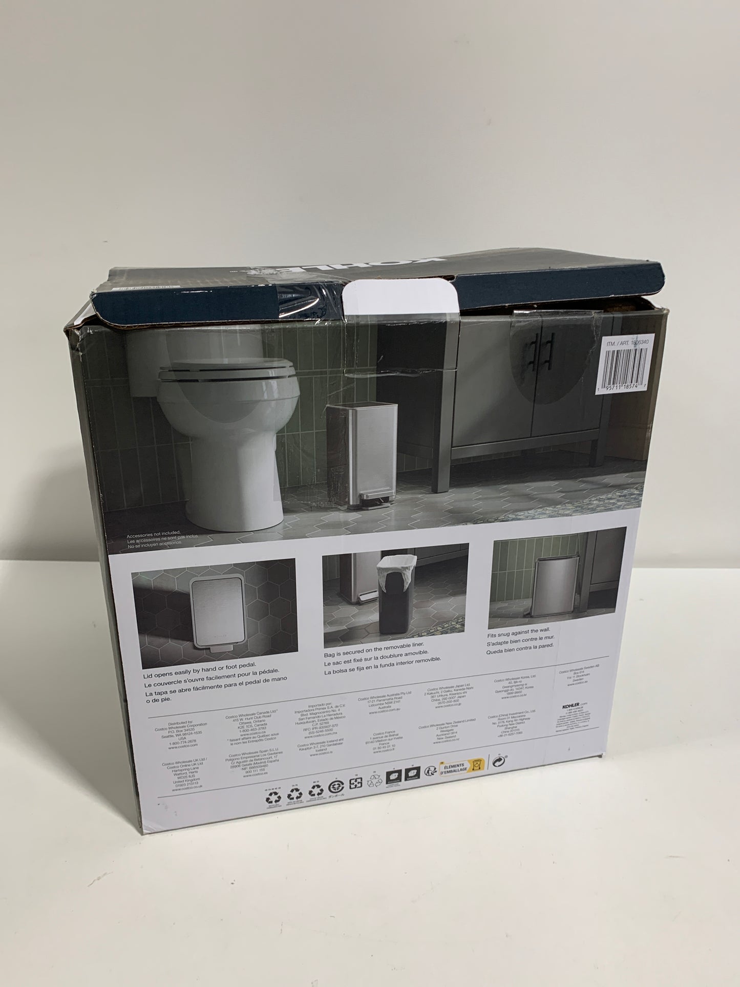 2 x Kohler 6L Stainless Steel Step Trash Bin, Soft-Close Lid, Durable