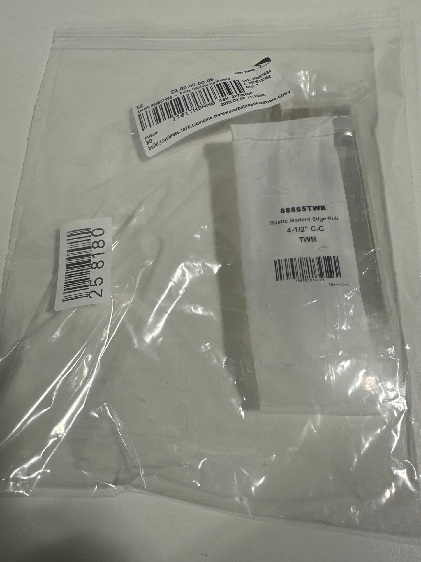 Emtek 86665 Rustic Modern 4-1/2 Center to Center Finger Cabinet Pull from the Sandcast