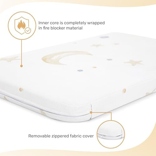 Dream on Me Moonlight Bright Dual-Sided Mini Crib Mattress