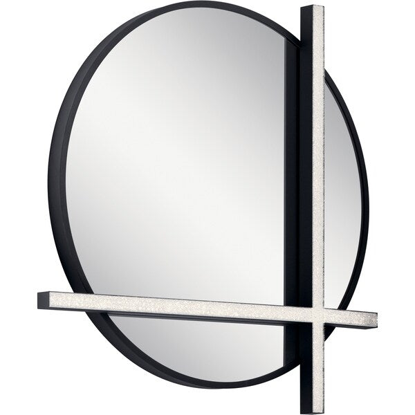 Elan 84163 Kemena 24" W X 26" H Specialty Steel Framed Bathroom Mirror with LED Lighting Matte Black Home Decor Mirrors Accent Mirror