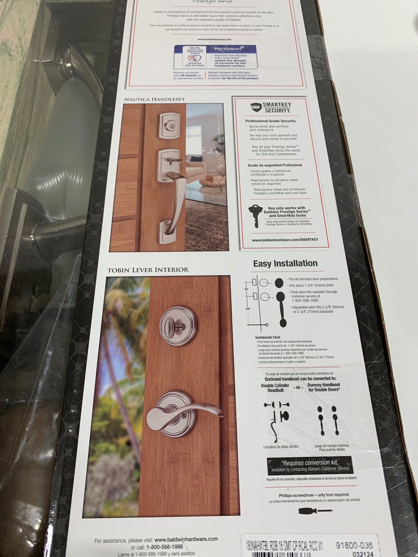 Scratch Baldwin 180NAHXTBL-RDB-SMT Nautica Style Handleset with Tobin Interior Lever