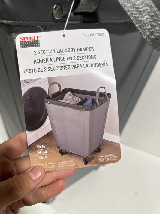 Missing Wheel Seville 2 Section Laundry Hamper