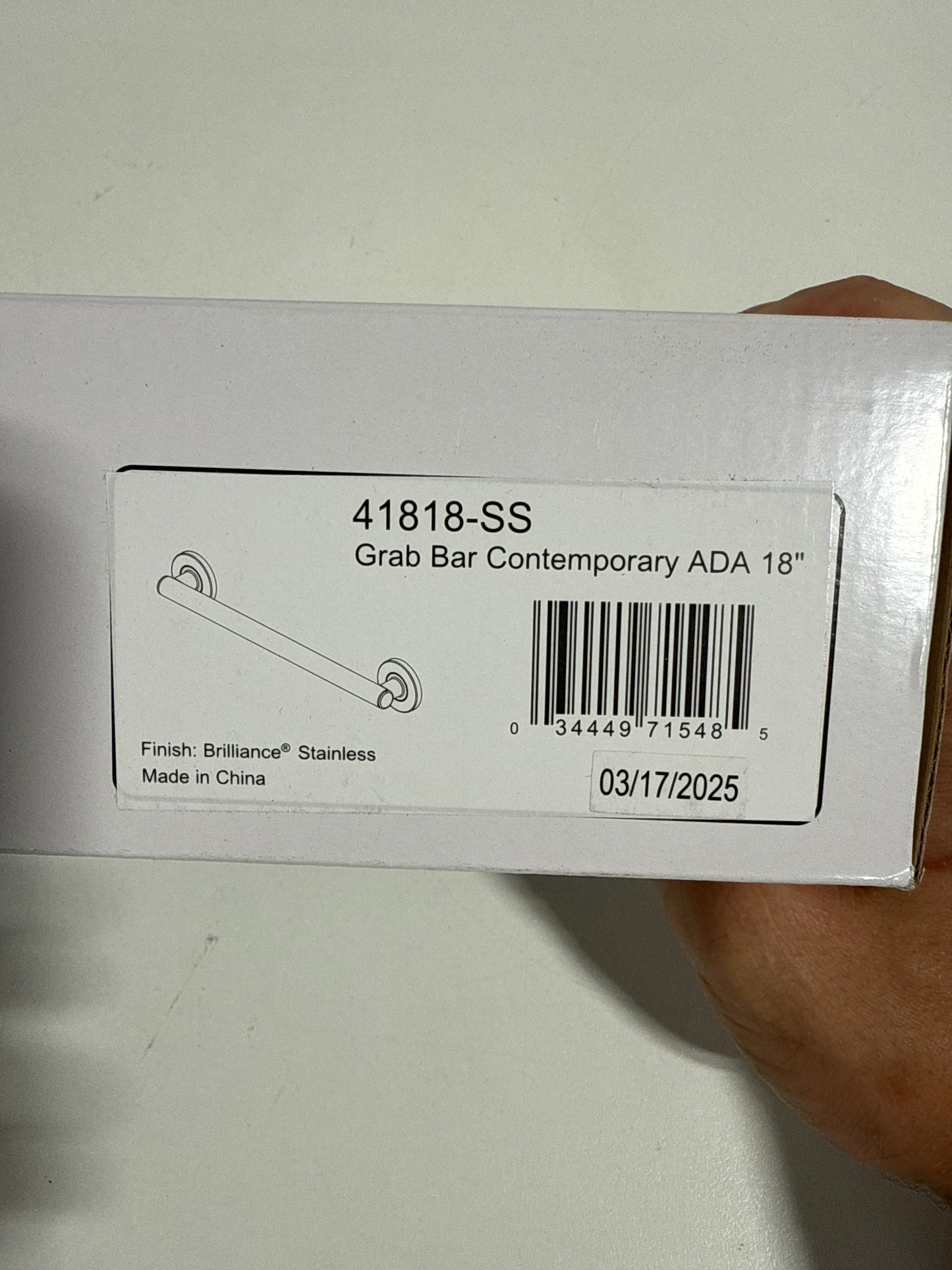 Contemporary 18 in. X 1-1/4 in. Concealed Screw Shower Grab Bar in Brilliance Stainless Steel