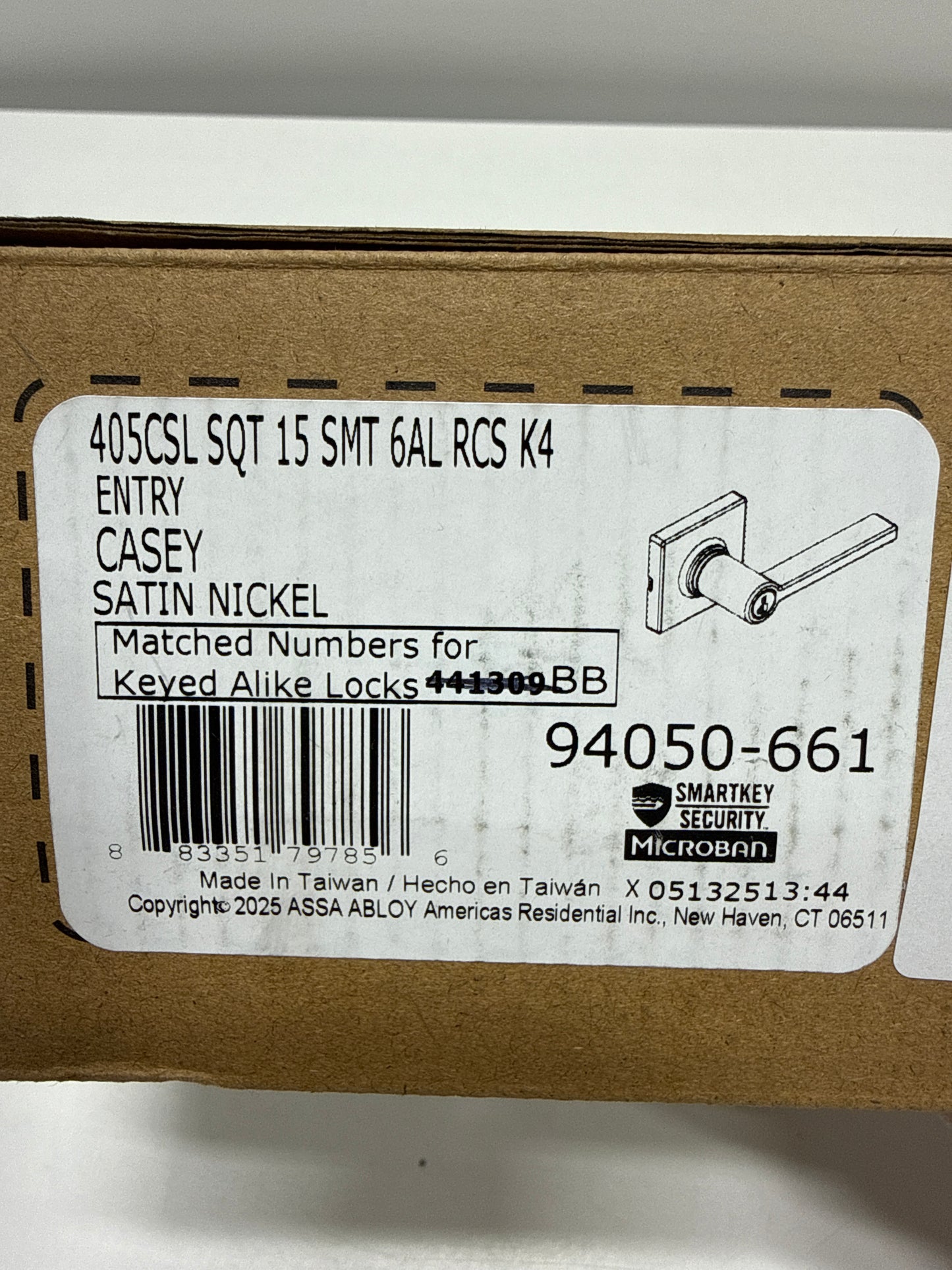 Kwikset Casey Square Keyed Entry Lever Doorknob with Smartkey Satin Nickel - *Tools Hardware & Misc