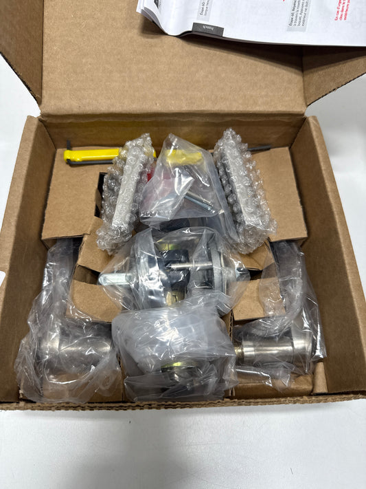 EMTEK Concealed Fastener Square Rosette Privacy Set with Matching Finish Luzern Lever - Choice of 7 Finishes - C5210LUUS15 - Satin Nickel (US15)