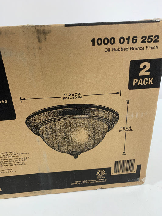 11 in. 1-Light Oil Rubbed Bronze Flush Mount (2-Pack)