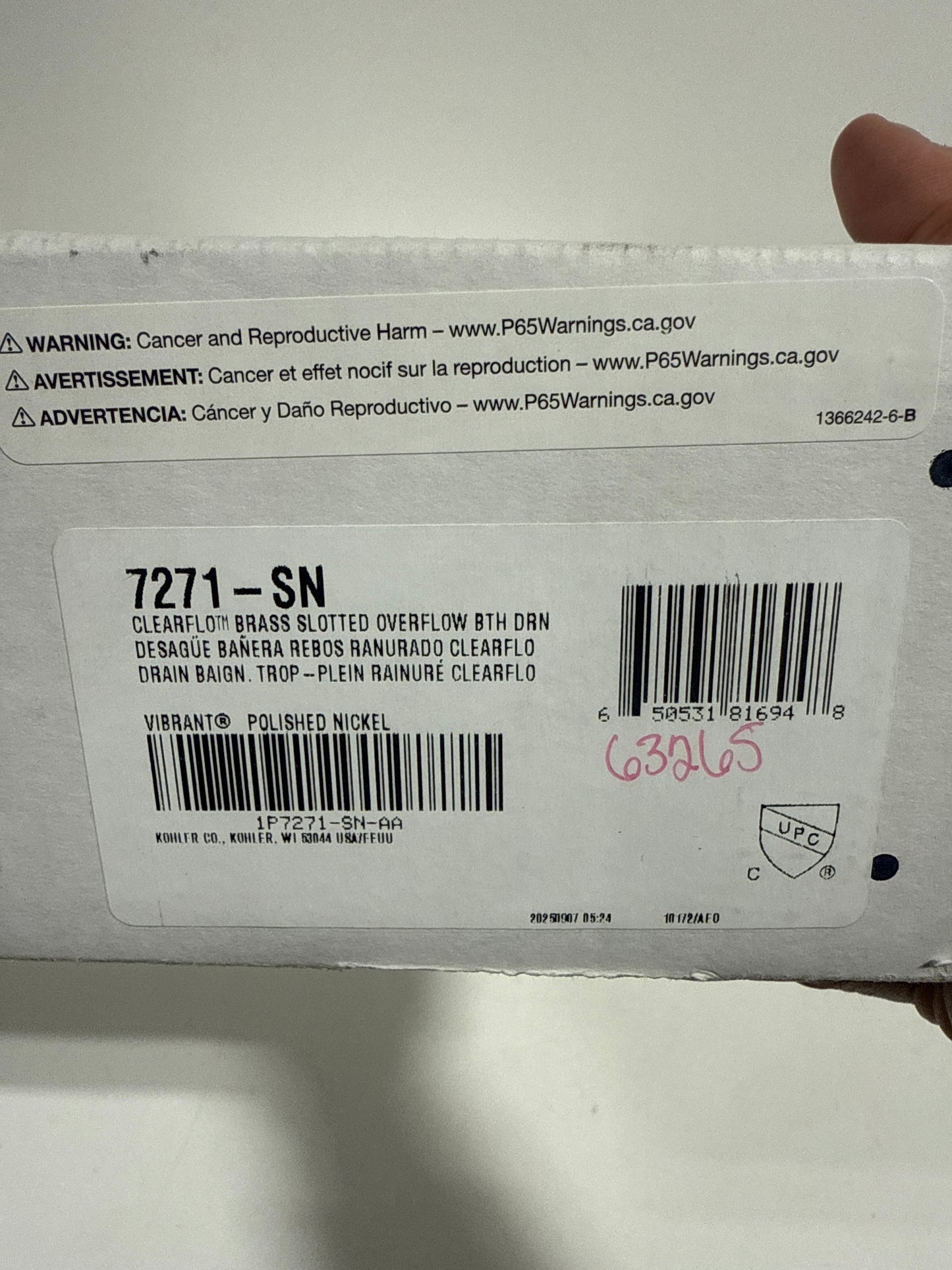 Kohler K-7271-SN 1-1/2" Slotted Overflow Bathtub Drain Nickel