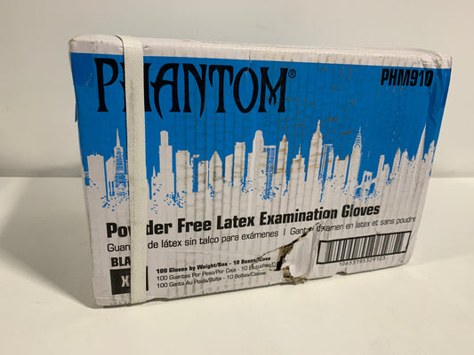 Adenna Phantom 6 Mil Black Latex Exam Gloves – Powder-Free, Textured Grip, Disposable, Medical Grade, Tattoo & Law Enforcement Use, Case of 1000, X-Small, Black