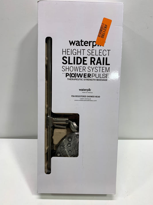 Waterpik Slide Rail Adjustable Height Dual Shower Head in Brushed Nickel with PowerPulse Therapeutic Massage Spray Works Great With Shower Chairs, SRYCN-639E-YCN-969ME