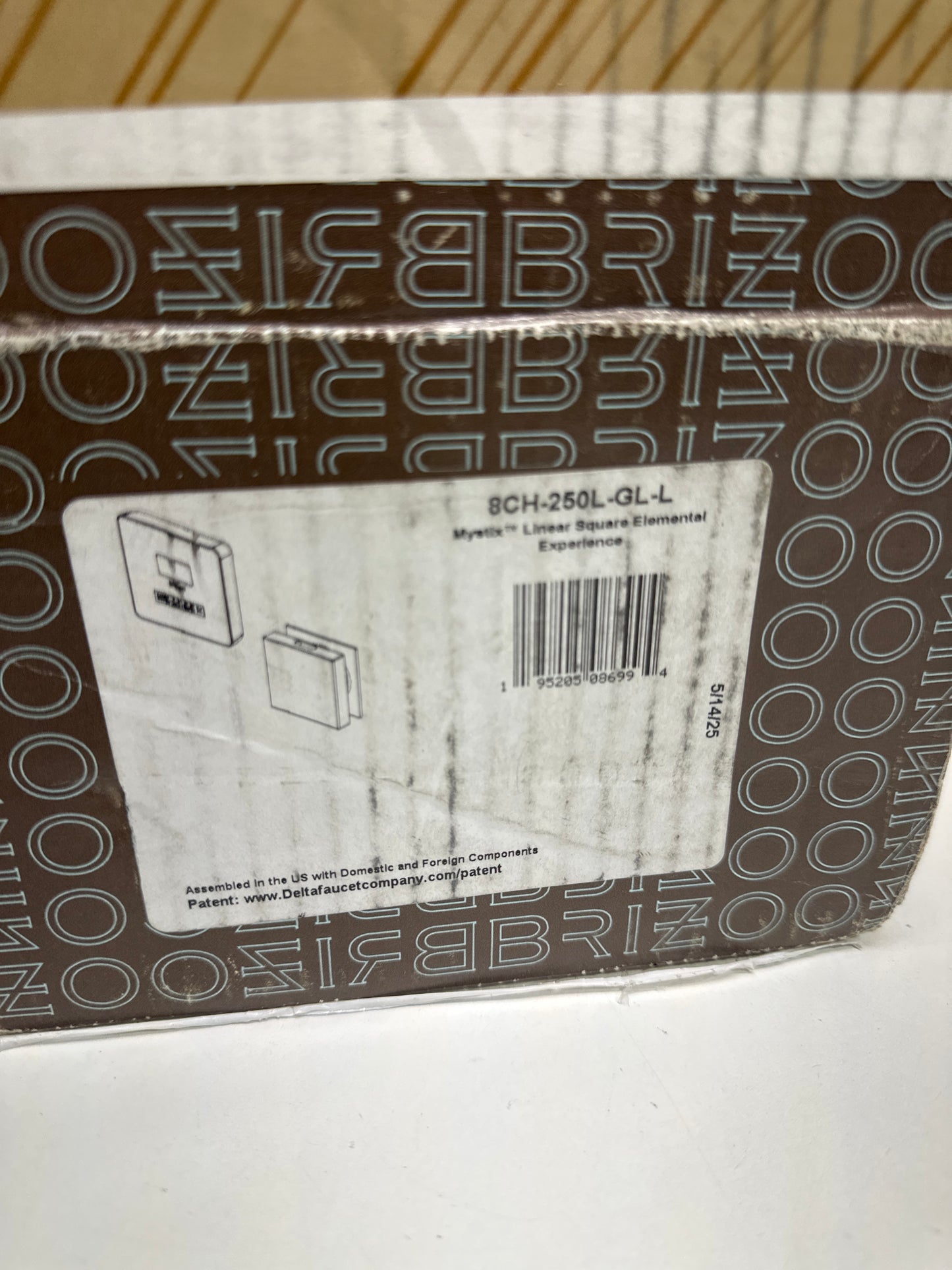 Brizo 8CH-250L Mystix Square Steam Control Unit and Steam Head Lumicoat Luxe Gold