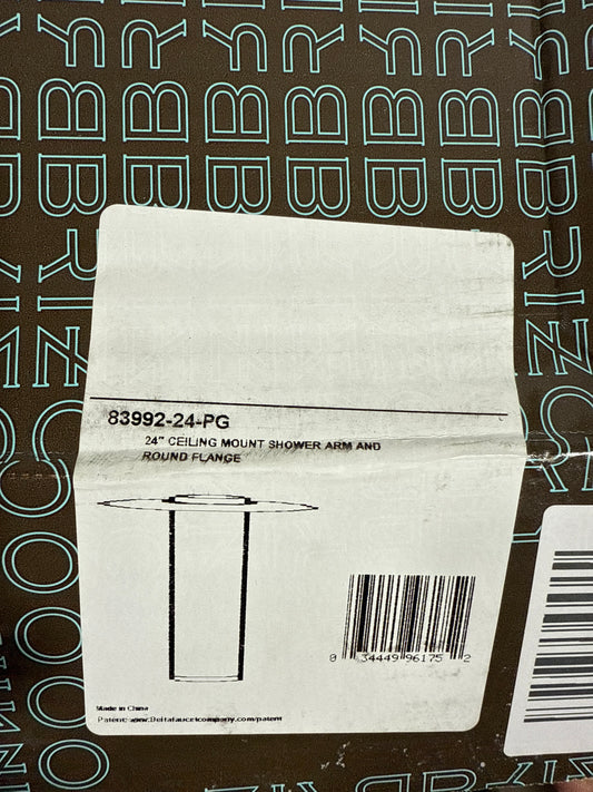 Brizo 83992-24 Essential 24" Ceiling Mounted Shower Arm with Round Flange Polished Gold