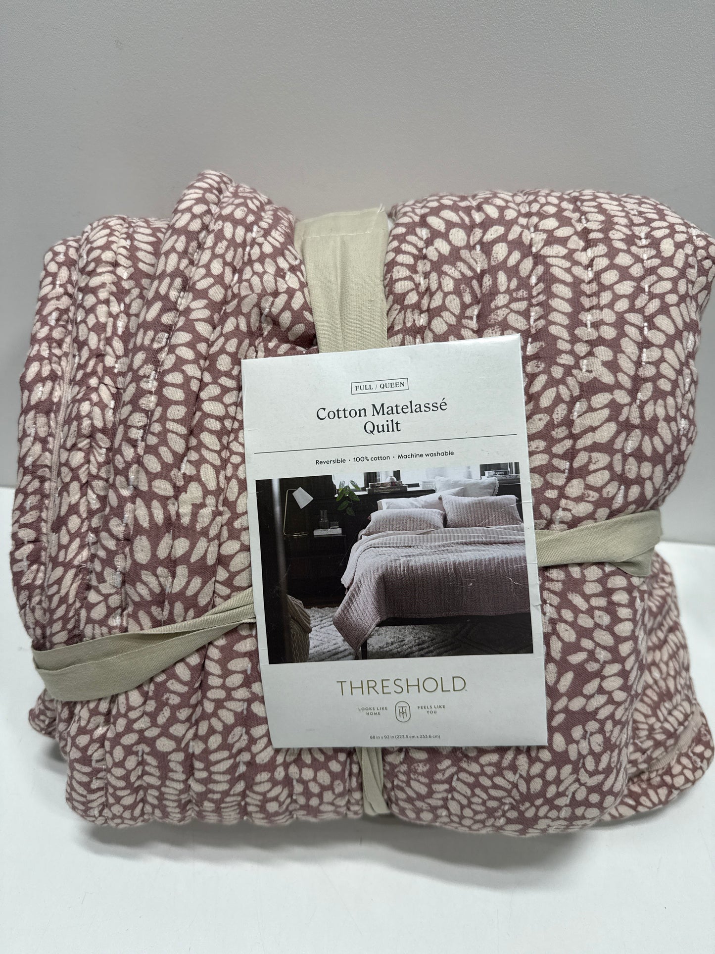 Full/Queen Reversible Matelasse Swirl Quilt Purple - Threshold™: Jacquard OEKO-TEX Certified Lightweight - *Bedding