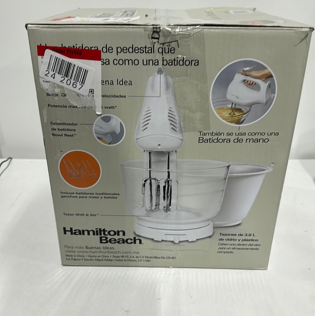 Hamilton Beach - 64693 Power Deluxe™ 6 Speed Stand Mixer with 2 Bowls - WHITE