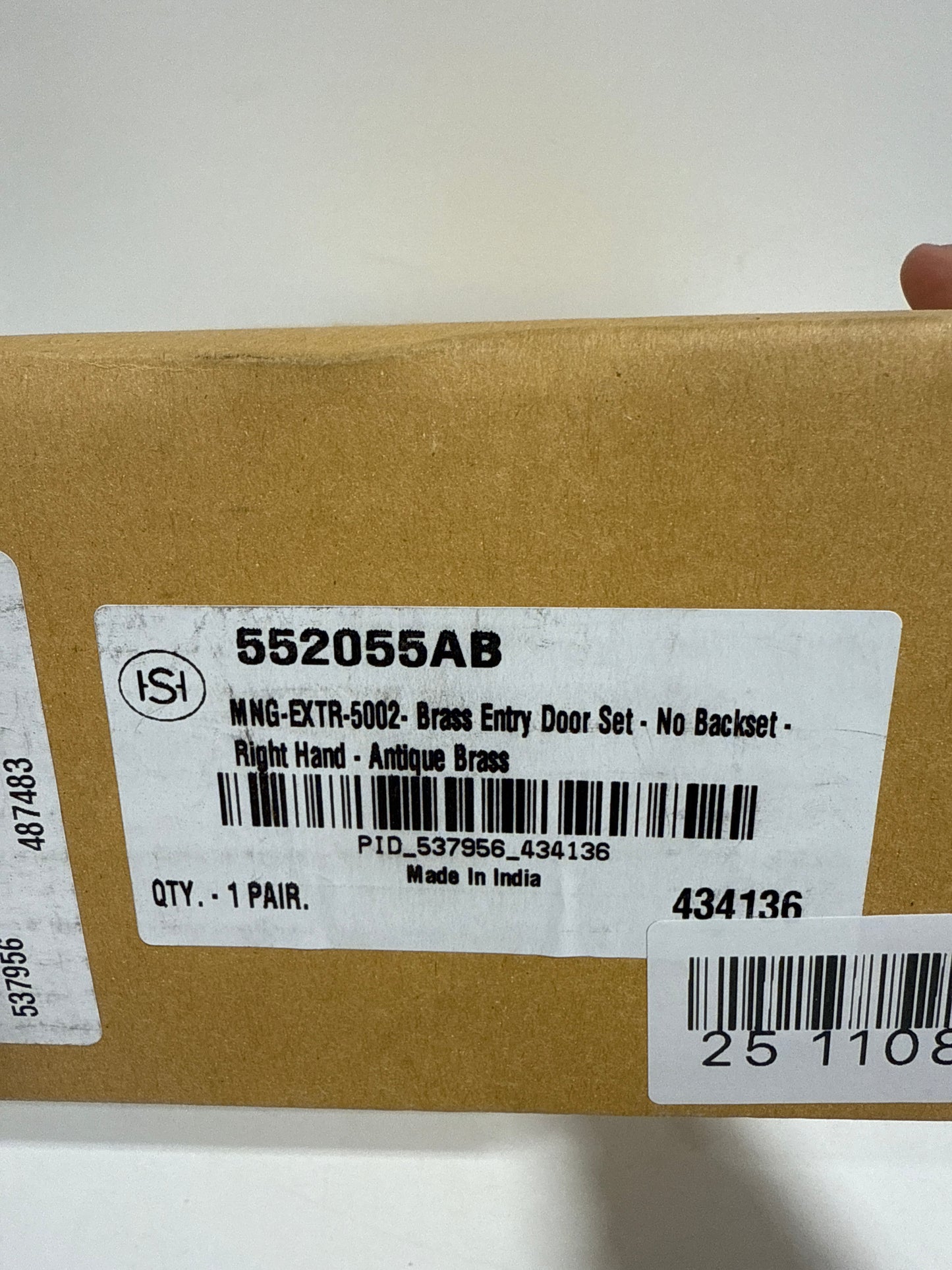 Signature Hardware 953385-KE-LH-238 Aurick Left Handed Solid Brass Keyed Entry Door Lever Set with 2-3/8" Backset Antique Brass