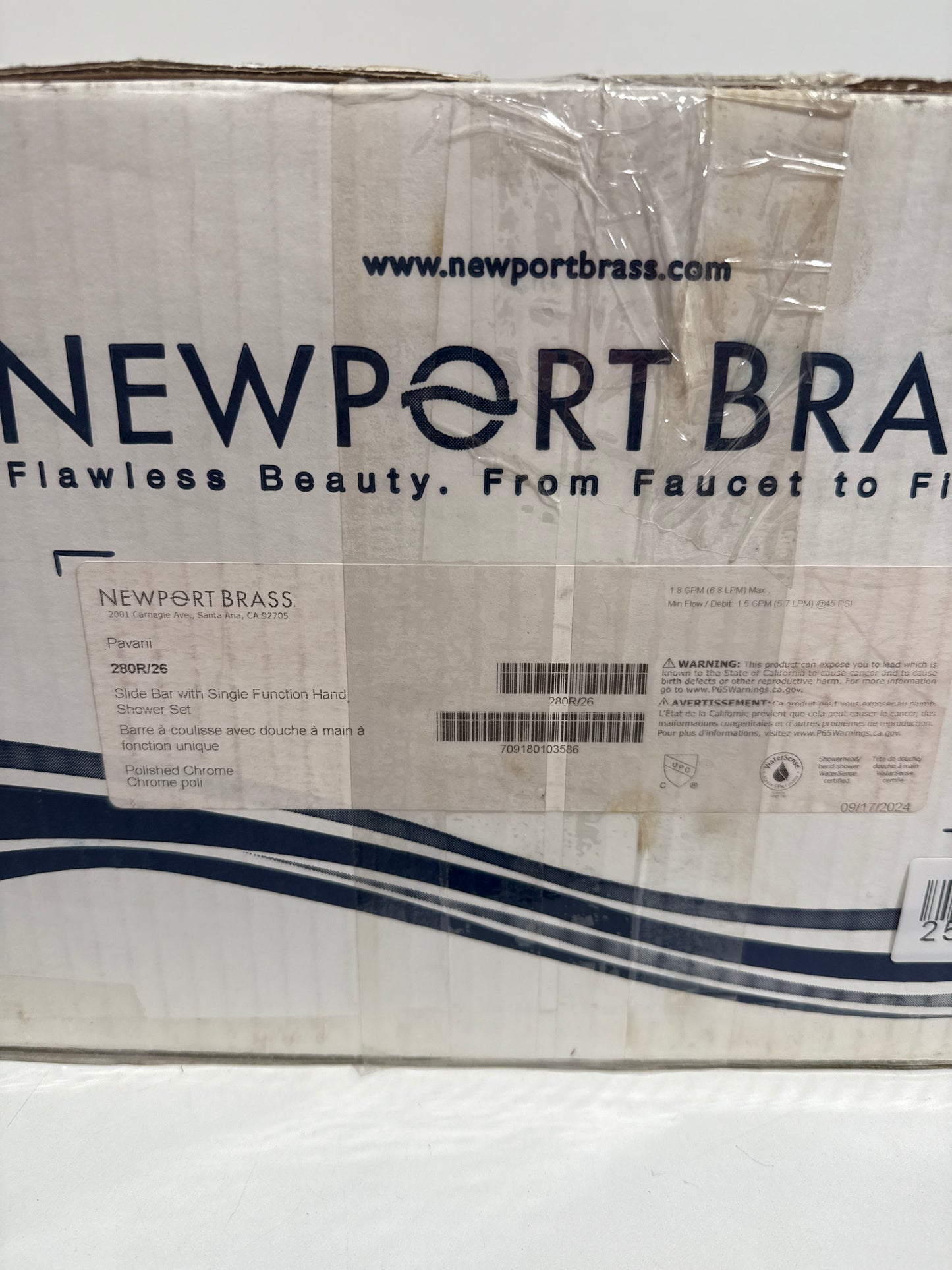 Newport Brass 280R NWP Tub & Shower 1.8 GPM Single Function Hand Shower - Includes Hose and Wall Supply Polished Chrome