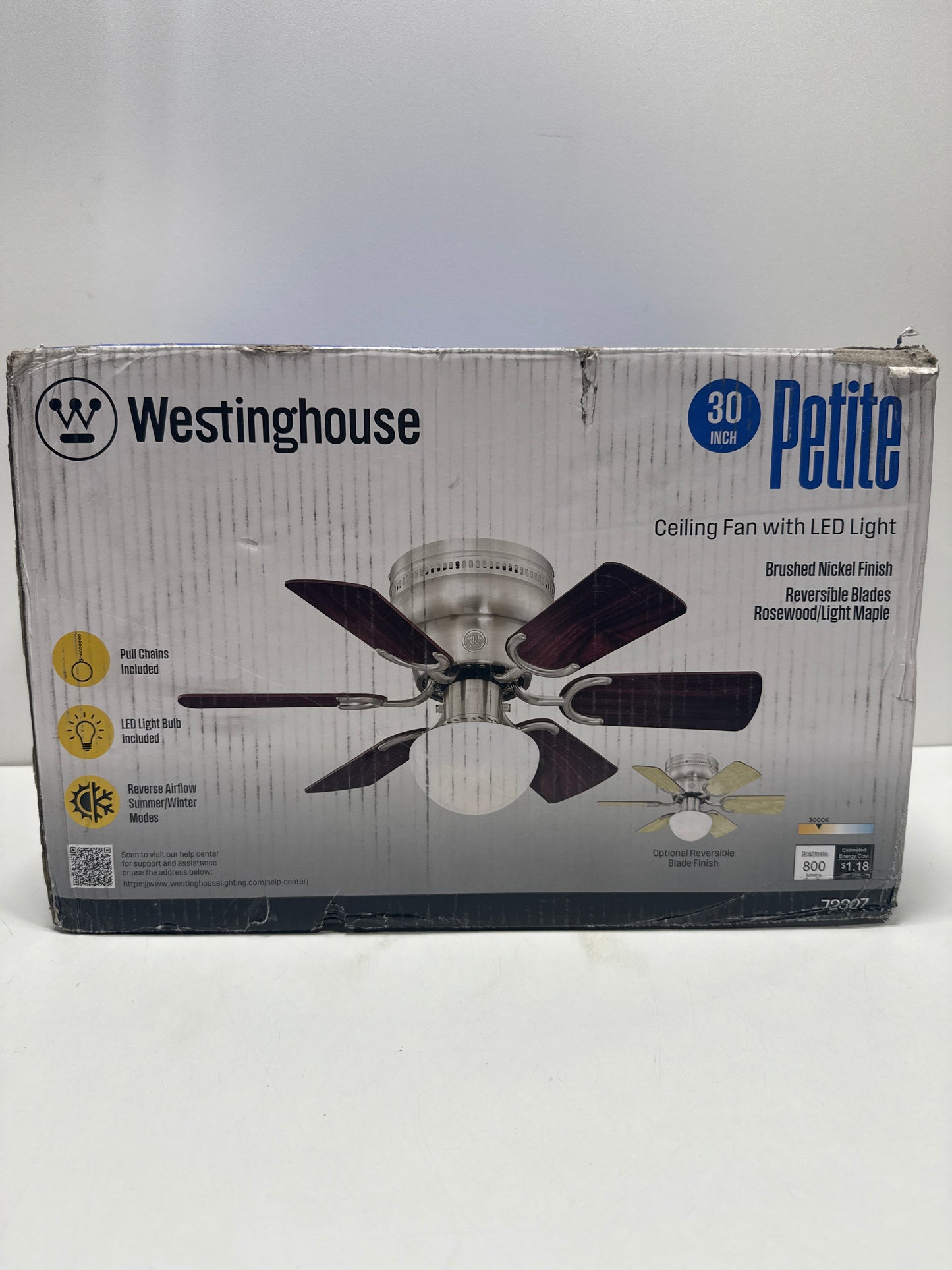 Westinghouse Hadley 30 Inch Brushed Nickel Finish Ceiling Fan with 6 Reversible Blades and Bowl Light Kit with 1 Candelabra Base Light Bulb