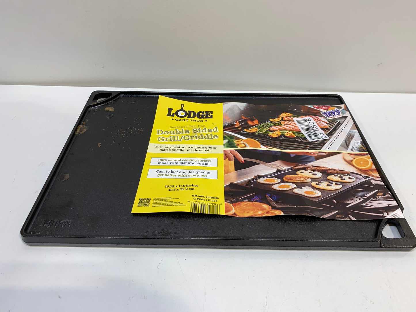 See Desc Lodge Seasoned Cast Iron Double Sided Grill/Griddle