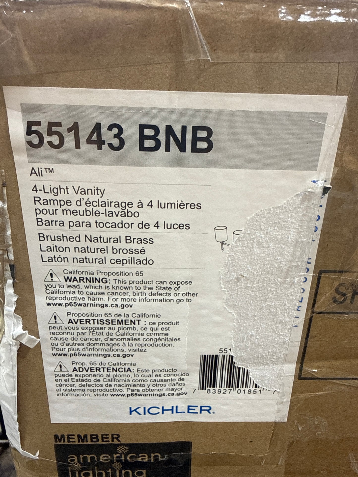 Kichler Ali 4 Light Bathroom Vanity Light in Brushed Natural Brass - *Lighting & Electrical