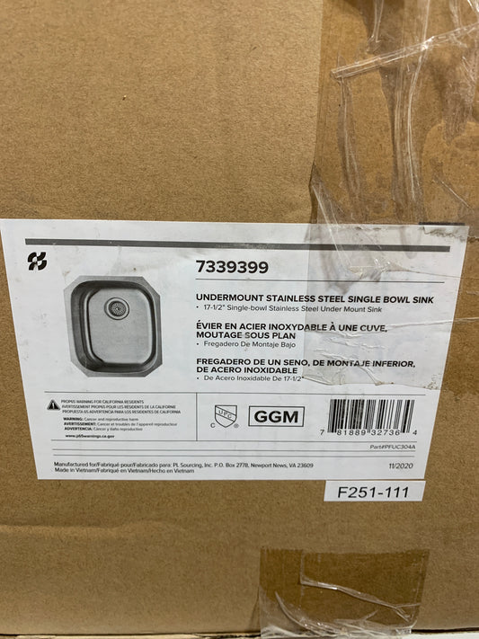 Miseno MNO182118UM 17" Rectangular Stainless Steel Undermount Bar Sink