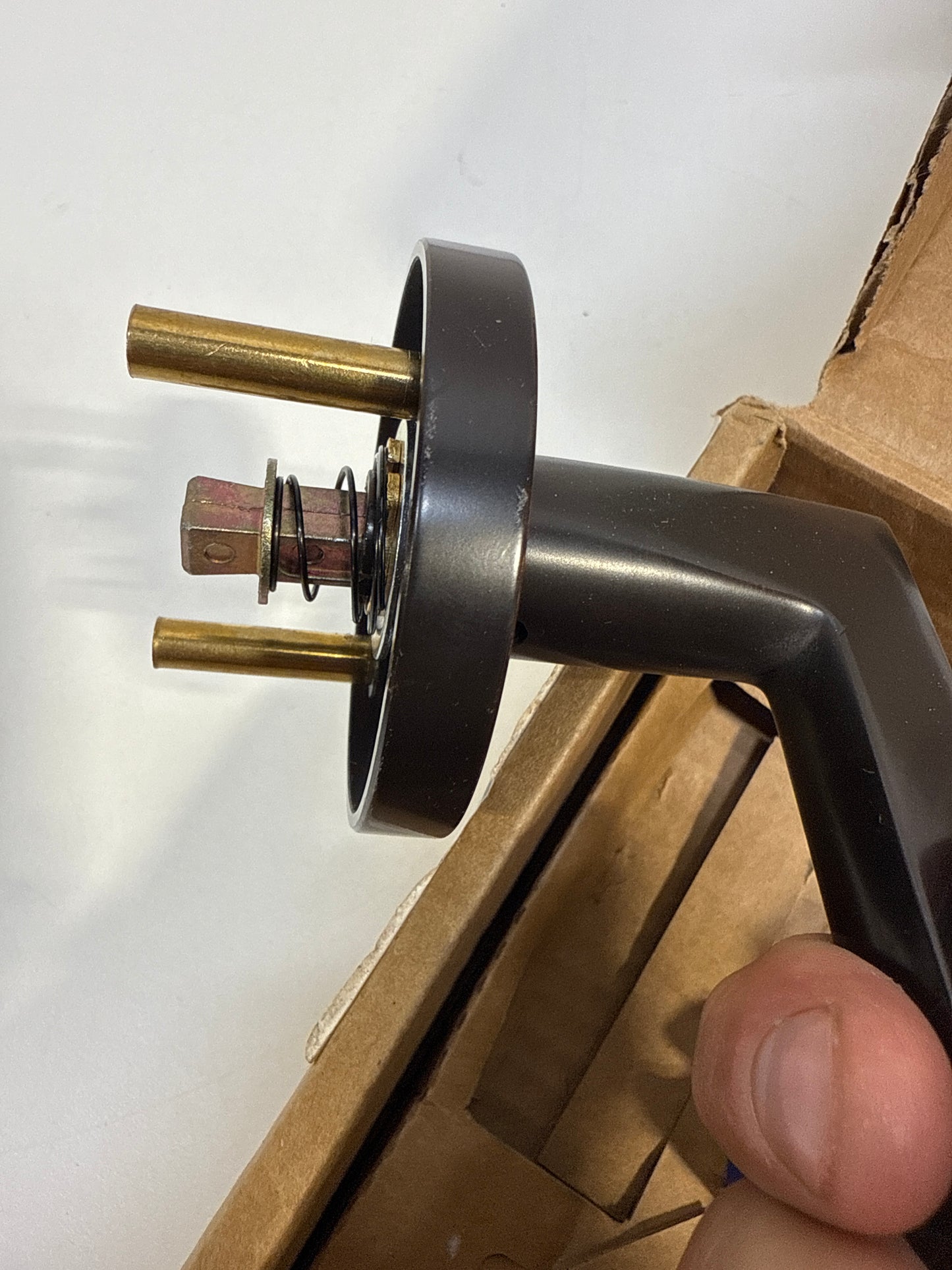 Scratch Emtek Helios Left Handed Passage Door Lever Set with Disk Rose from the Contemporary Collection