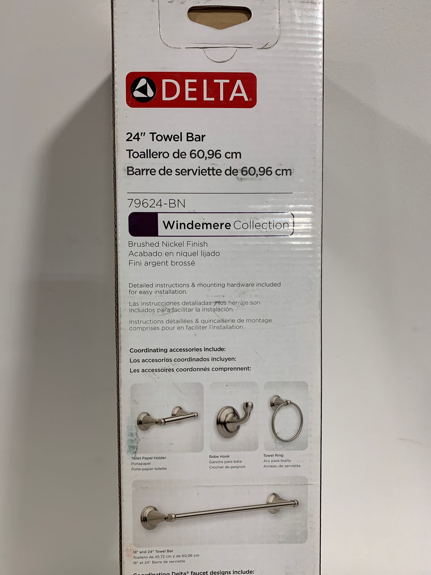 Delta Windemere Brushed Nickel Silver Towel Bar 24 in. L Die Cast Zinc