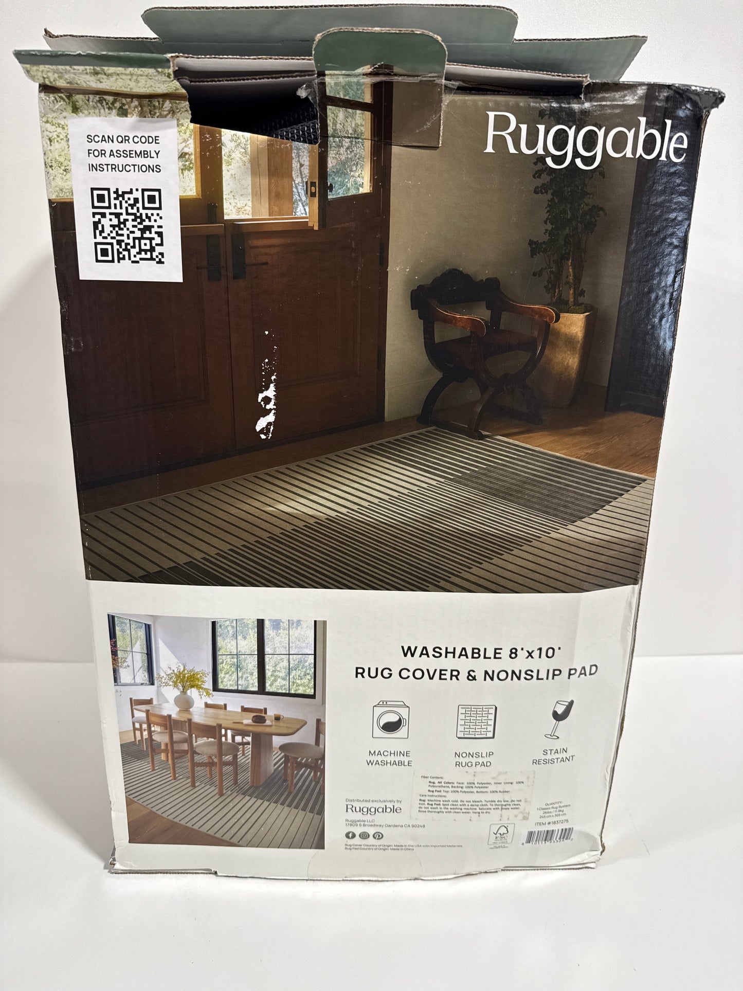 Ruggable Washable 8' x 10' Rug Cover & Nonslip Pad