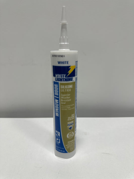 White Lightning W31100010 Silicone Ultra Window & Door Sealant, White, 10 fl. oz.