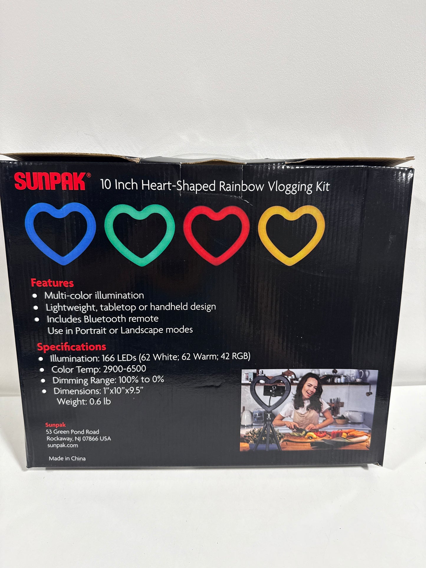 Sunpak - 10" Heart-Shaped Rainbow Vlogging Kit with Bluetooth Remote - Black