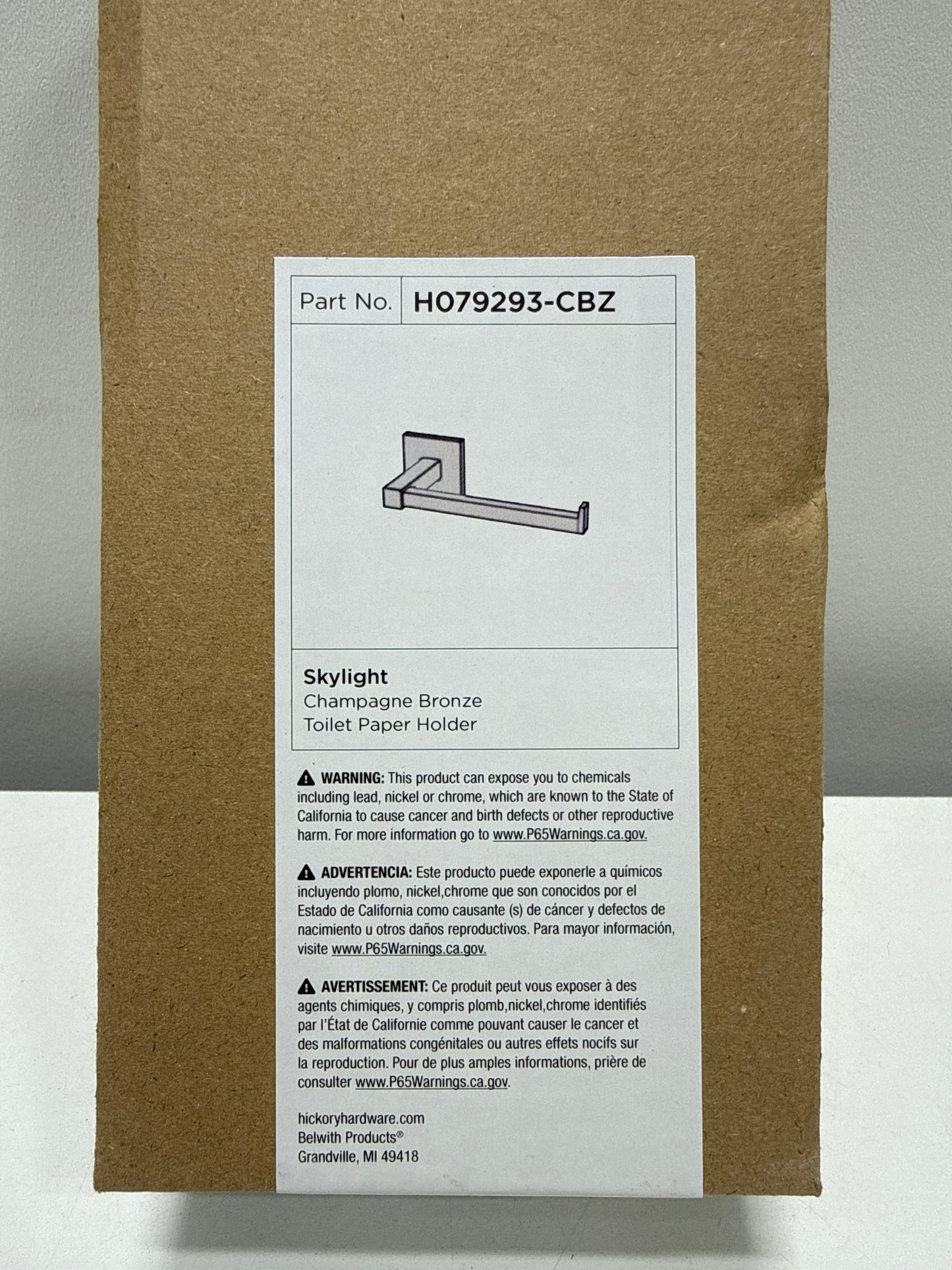 Hickory Hardware H079293 Skylight 7-5/16" Wide Wall Mounted Urban Modern Square Angle Slide on Hook Toilet Paper Holder Champagne Bronze