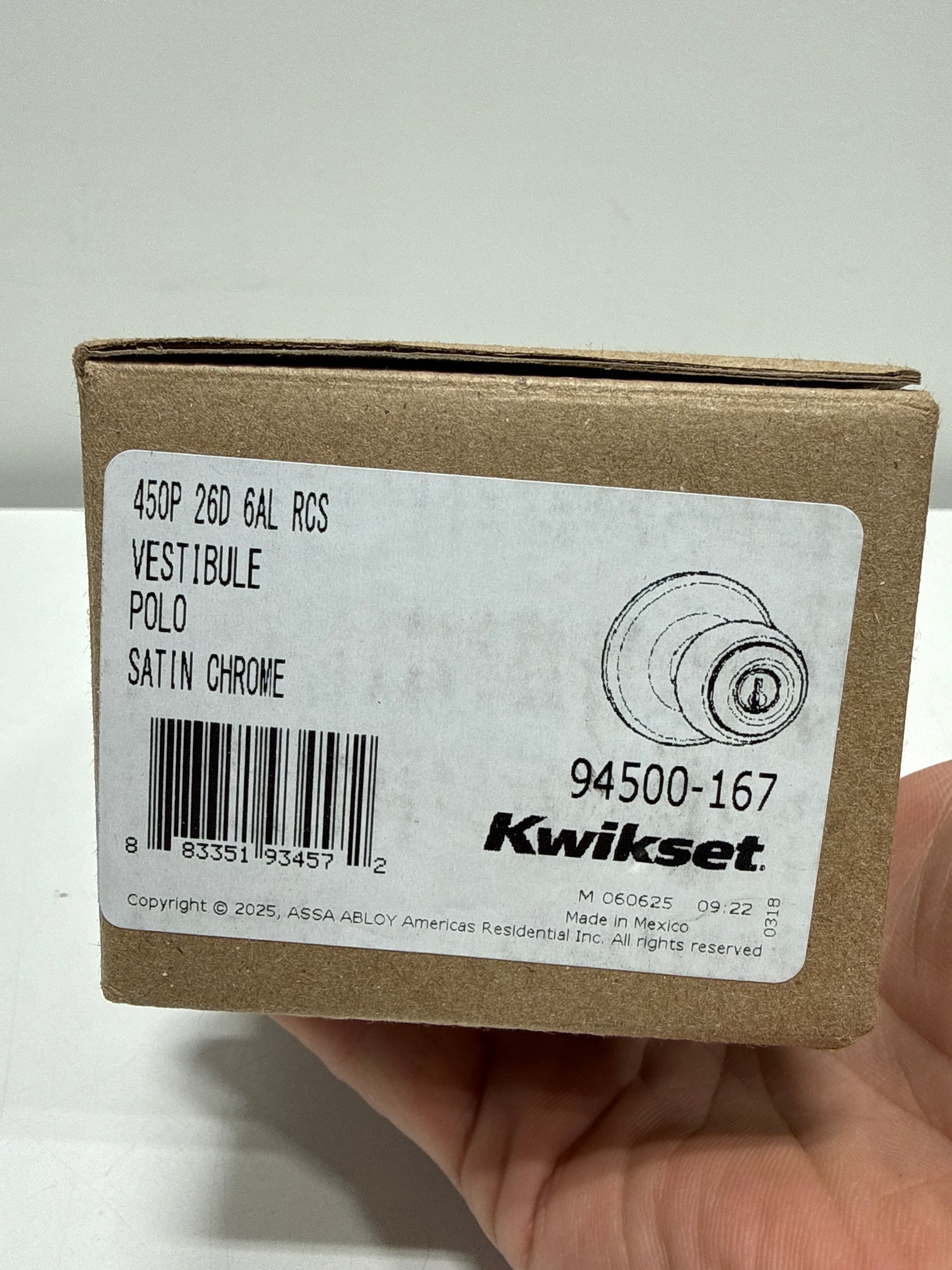 Kwikset 450P Kwikset Security Series Polo Storeroom Function Keyed Entry Door Knobset